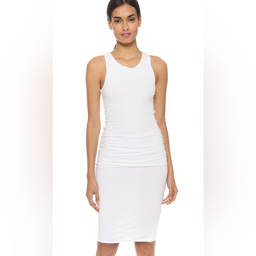 James Perse Ruched Tank Dress Racerback White - Picture 2 of 16